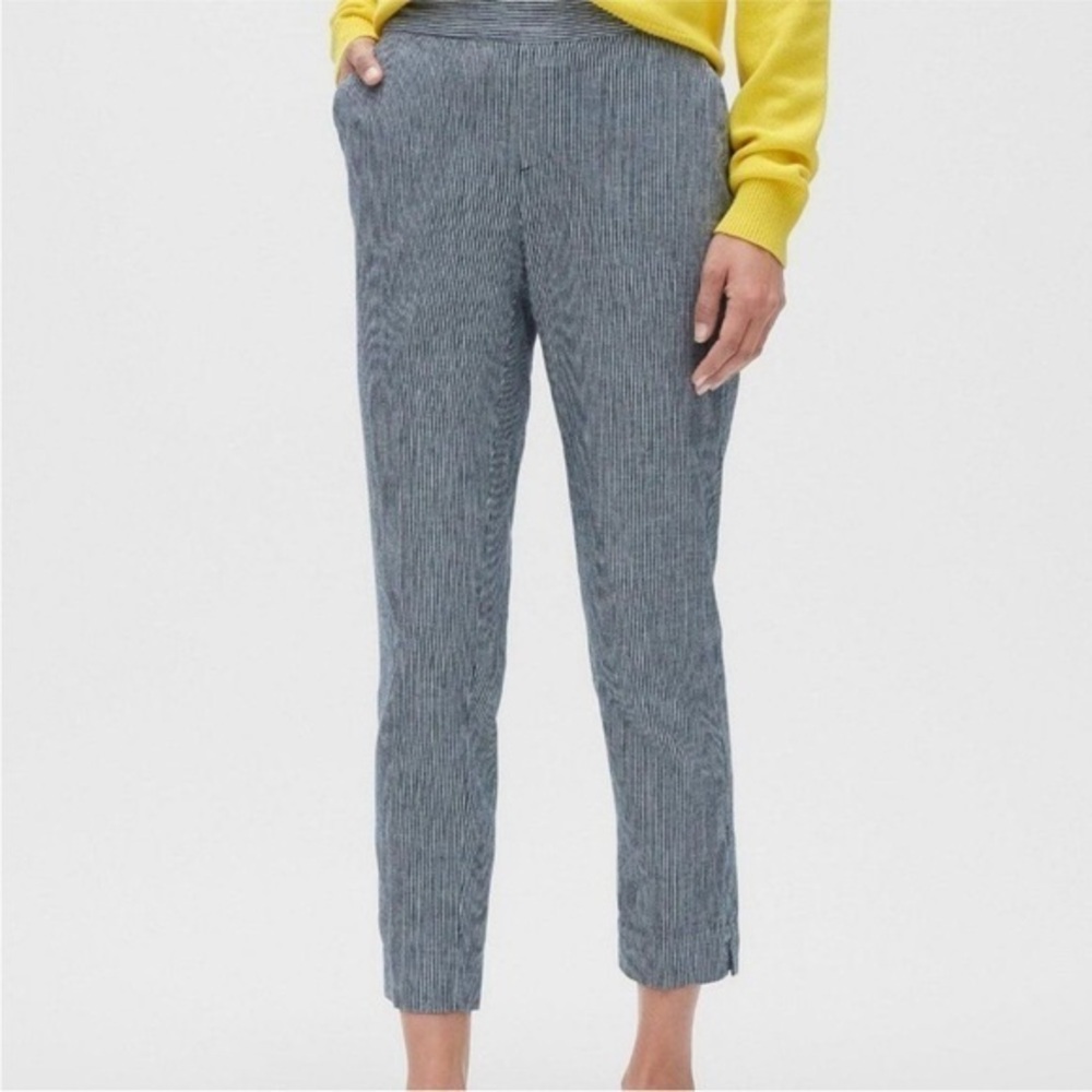 Banana Republic Hayden Pant Linen Blend Stripe White/Blue size 2
